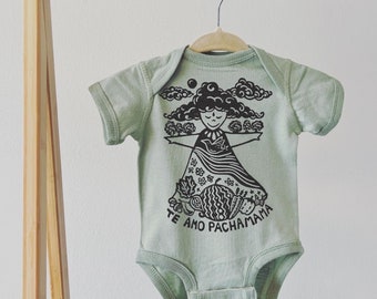 Pachamama bodysuit, Mother earth, Earth baby, Vegan baby, Boho baby, Spring baby, Eco baby, Earth day, Yoga baby, Te Amo Pachamama