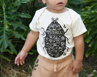 Down To Earth Beetle Baby Bodysuit, Bug baby outfit, Spring Baby, hippie baby, hippy baby, Earthy baby, indie baby, gender neutral baby gift