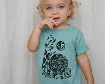 Serenity Snail Kids Tee Shirt, Boho Kids clothes, Hippie child, Snail shirt, Hippie shirt, In pursuit of meaning, birthday shirt, funny tee