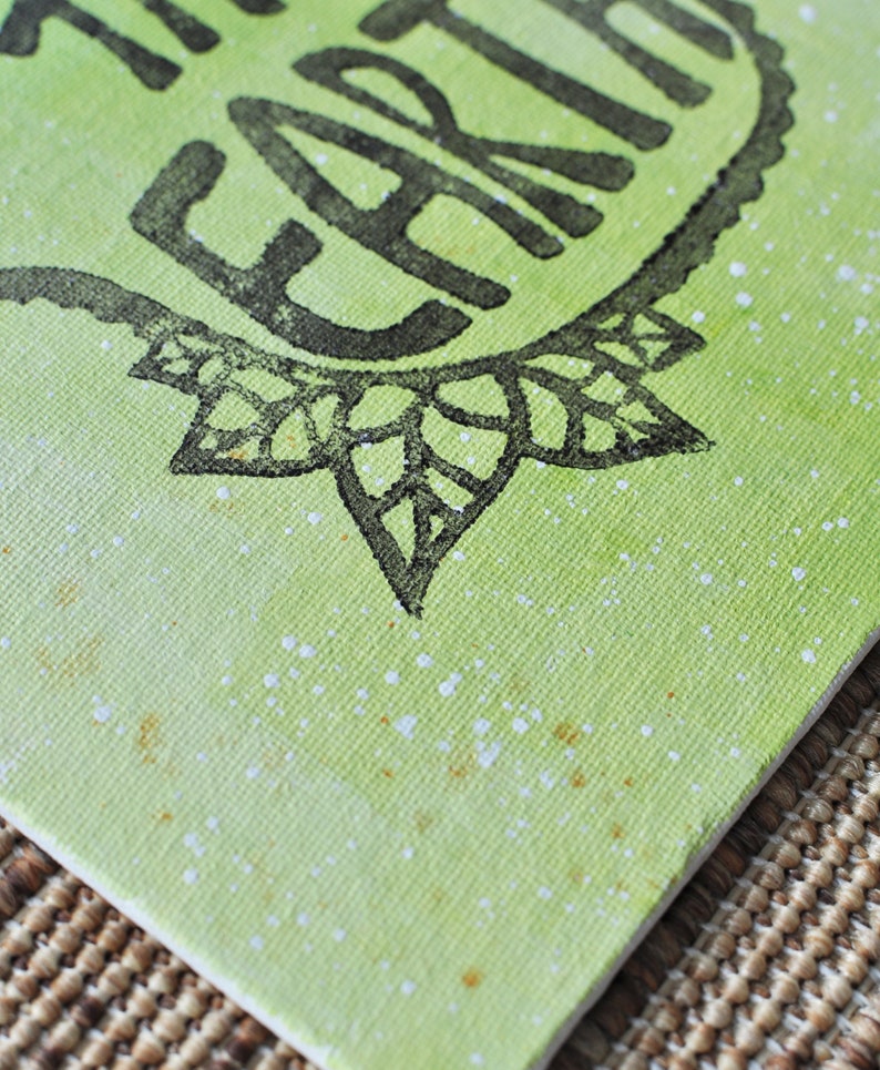 Earth wall art Nature art Green wall d\u00e9cor Hamsa art Yoga gift Small painting Yoga wall art Feel the Earth Original Painting