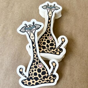 Yoga decorative sticker, Giraffe Sticker, Lotus sticker, Yoga decal, Laptop sticker, Yoga bumper sticker, Yoga mantra sticker, Hippie Decal image 1