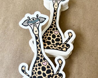 Yoga decorative sticker, Giraffe Sticker, Lotus sticker, Yoga decal, Laptop sticker, Yoga bumper sticker, Yoga mantra sticker, Hippie Decal