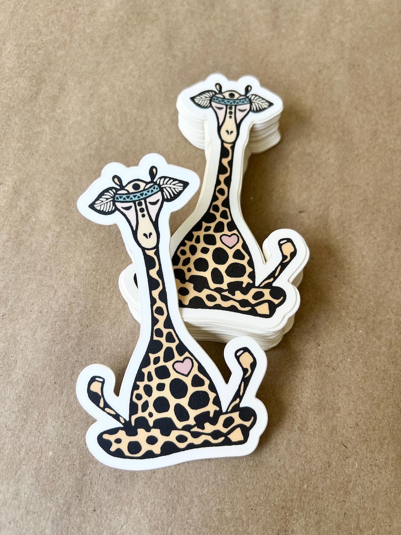 Yoga decorative sticker, Giraffe Sticker, Lotus sticker, Yoga decal, Laptop sticker, Yoga bumper sticker, Yoga mantra sticker, Hippie Decal image 1