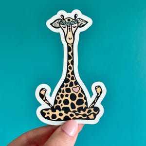 Yoga decorative sticker, Giraffe Sticker, Lotus sticker, Yoga decal, Laptop sticker, Yoga bumper sticker, Yoga mantra sticker, Hippie Decal image 2