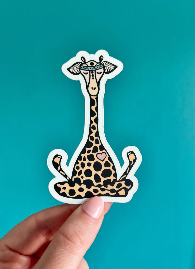 Yoga decorative sticker, Giraffe Sticker, Lotus sticker, Yoga decal, Laptop sticker, Yoga bumper sticker, Yoga mantra sticker, Hippie Decal image 2