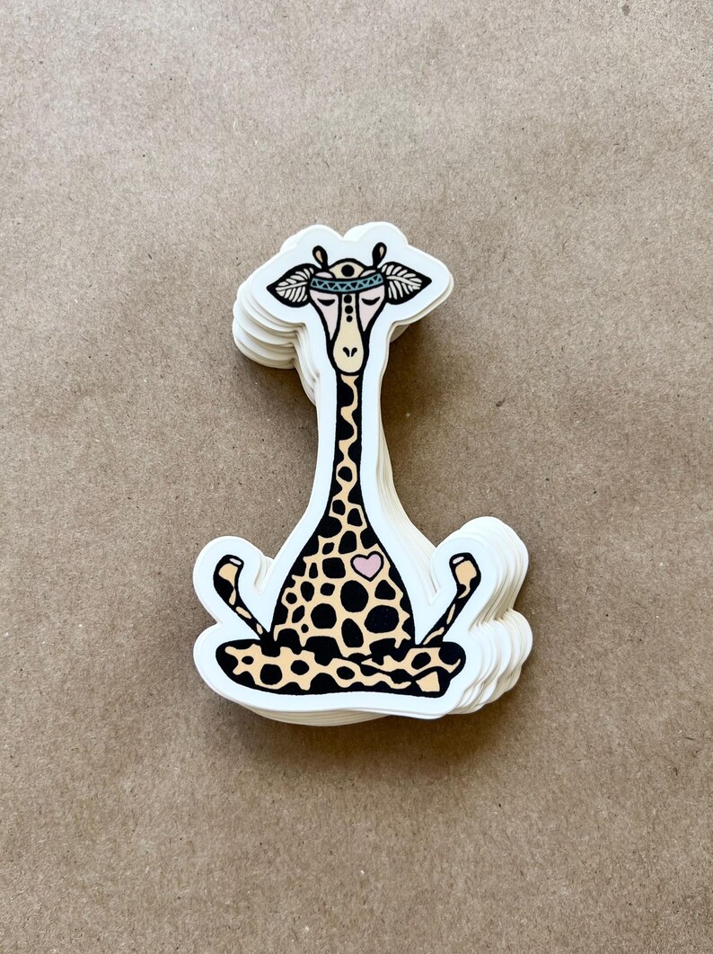 Yoga decorative sticker, Giraffe Sticker, Lotus sticker, Yoga decal, Laptop sticker, Yoga bumper sticker, Yoga mantra sticker, Hippie Decal image 3