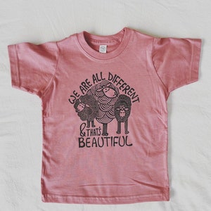 We are all different and that&#39;s Beautiful, Sheep shirt, Yoga Tee, Birthday Shirt, Farmhouse Tee, Hippie Child, Vegan Kids Shirt, Hippie gift