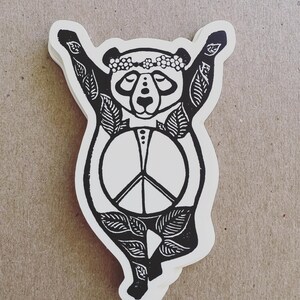 Peace Panda sticker, Peace sticker, Inner Peace Panda, Yoga decal, Laptop sticker, Yoga bumper sticker, Yoga gift, Hippie sticker, Peace art image 3
