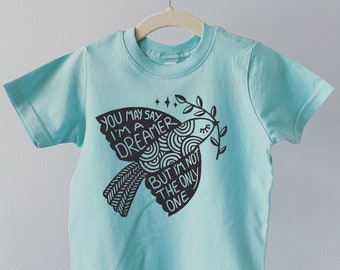 Peace Dove Shirt, Hippie Boy shirt, Hippie Girl shirt, Dreamer shirt, Peace Shirt, Gift for Kids Birthday, Toddler Tee, Kids Graphic shirt