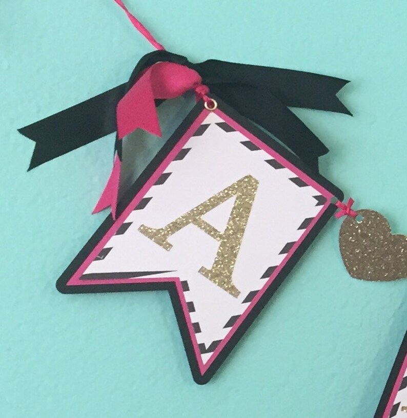 black and gold heart name banner Pink