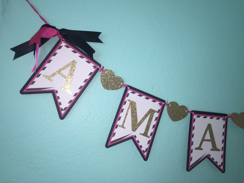 black and gold heart name banner Pink