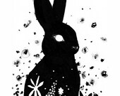 Bunny Rabbit Ink Drawing Art Print Animal Art | Etsy