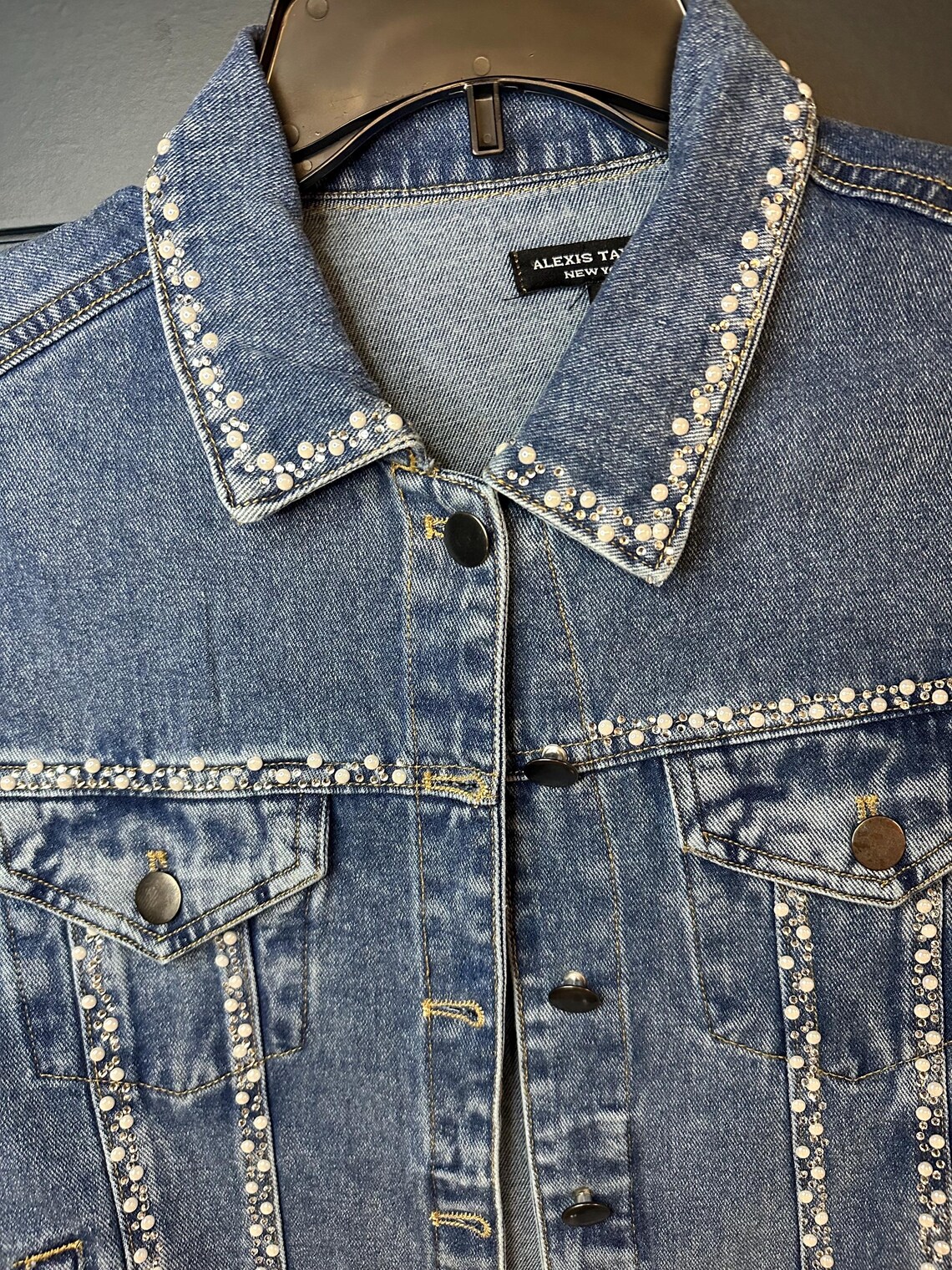 Knit jacket with gemstones