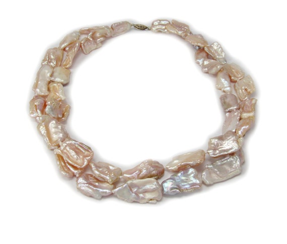 Double strand Pink pearl necklace - image 1
