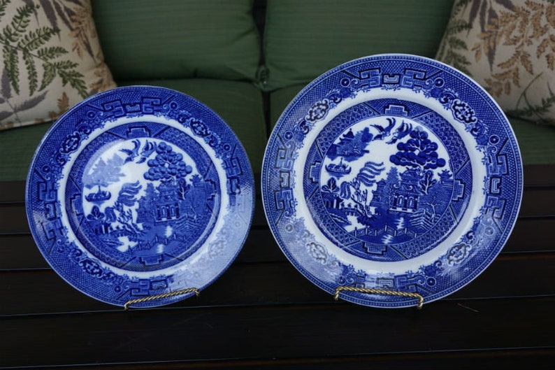Vintage Allertons England Blue Willow Dinner And Salad Plate Home Living Dining Serving Vadel Com