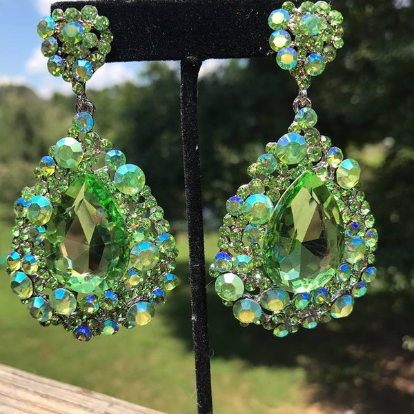 Large Green Earrings Etsy