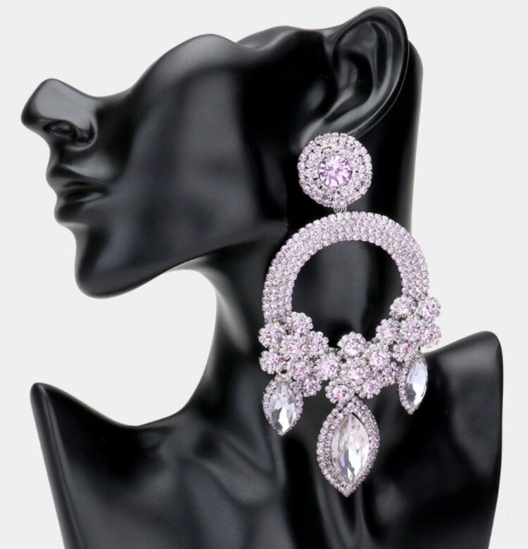 Enormously Long Lavender Chandelier Earrings Big Crystal Purple Pageant Statement Large 5319 Official Uk Stockists Esfiya Com Big Lavender Crystal Earrings, Hot Pink Locker Chandelier Earrings