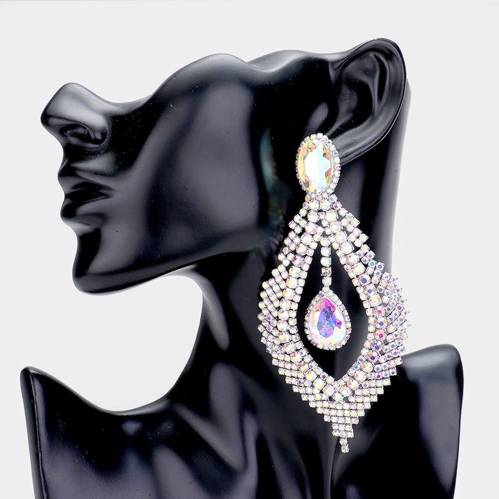 Large Chandelier Crystal Earrings Prom Earrings Crystal | Etsy