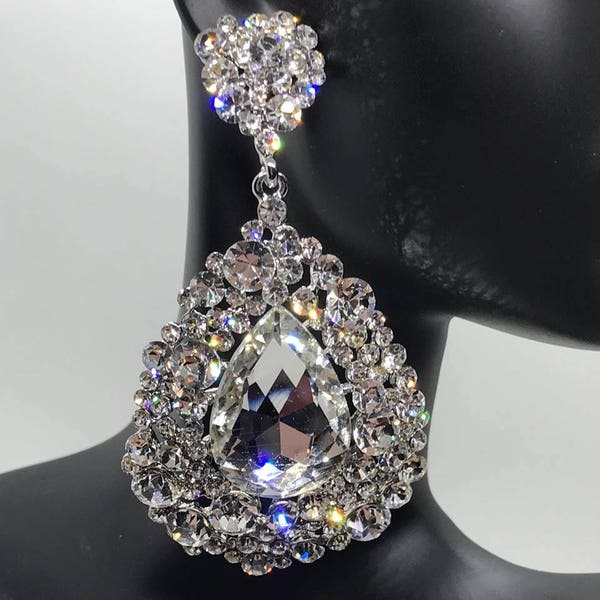 Crystal Earrings | Crystal Chunky Earrings | Homecoming Jewelry | Crystal Pageant Earrings | Chandelier Earrings | Bridal Earrings
