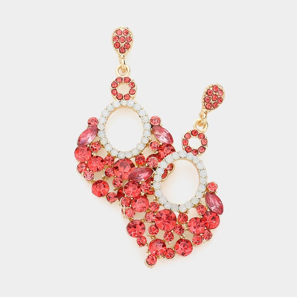 Little Girls Coral Earrings | Dangle Earrings | Small Earrings | Small Coral Crystal Earrings | Pageant Earrings | 1511