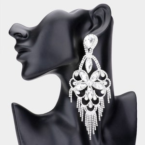 Long Crystal Chandelier Earrings | Pageant Jewelry | Long Crystal Pageant Earrings | Statement Earrings | Long Crystal Earrings | 1417