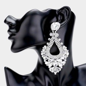 Large Crystal Chandelier Earrings | Long Crystal Chandelier Earrings | Big Crystal Earrings | Pageant Earrings | Prom Earrings | 3263