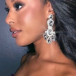 Large Chandelier Earrings | Prom Jewelry | Pageant Jewelry | Long Pageant Earrings | Statement Earrings | Prom Earrings | 1307
