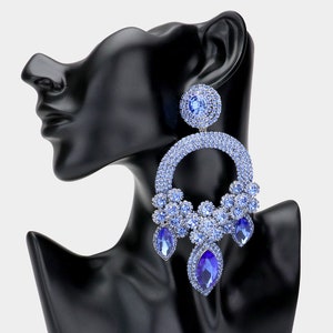 Long Light Blue Chandelier Earrings| Big Light Blue Earrings| Long Light Blue Pageant Earrings| Statement Earrings| Light Blue Earrings 5319