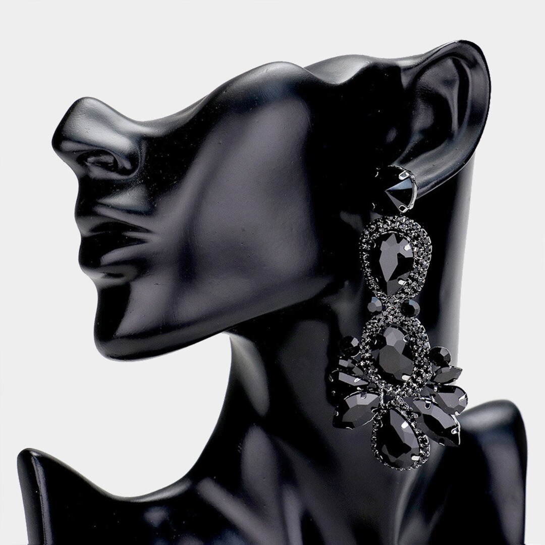Large Black Chandelier Earrings Long Black Chandelier Earrings Big
