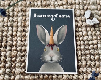 Postcard "Happy Easter - BunnyCorn" - #postkarte #bizarre #osterhase