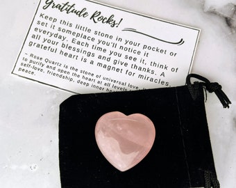 Gratitude Rocks - Rose Quartz Puffy Heart, Pocket Stone