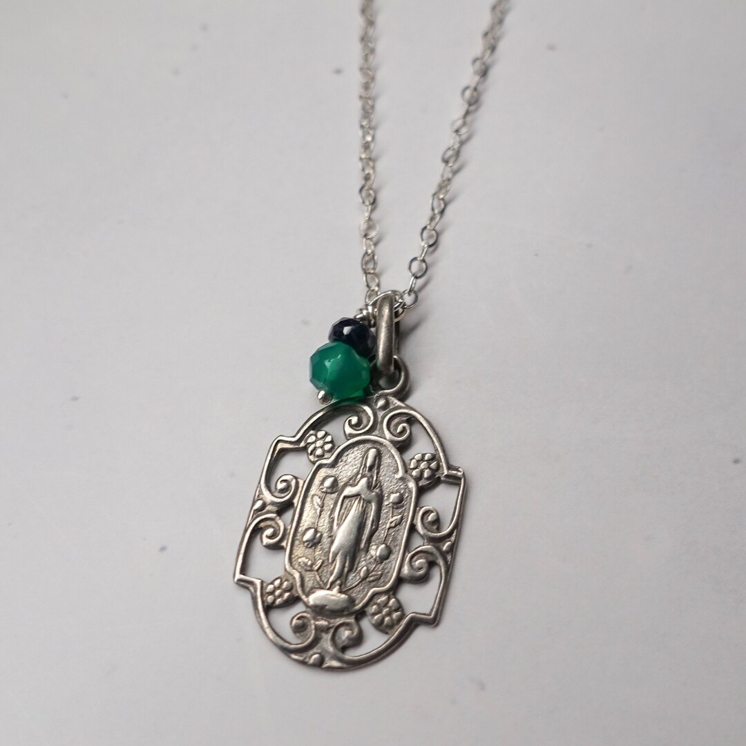 Vintage French Our Lady of Lourdes Necklace - Etsy