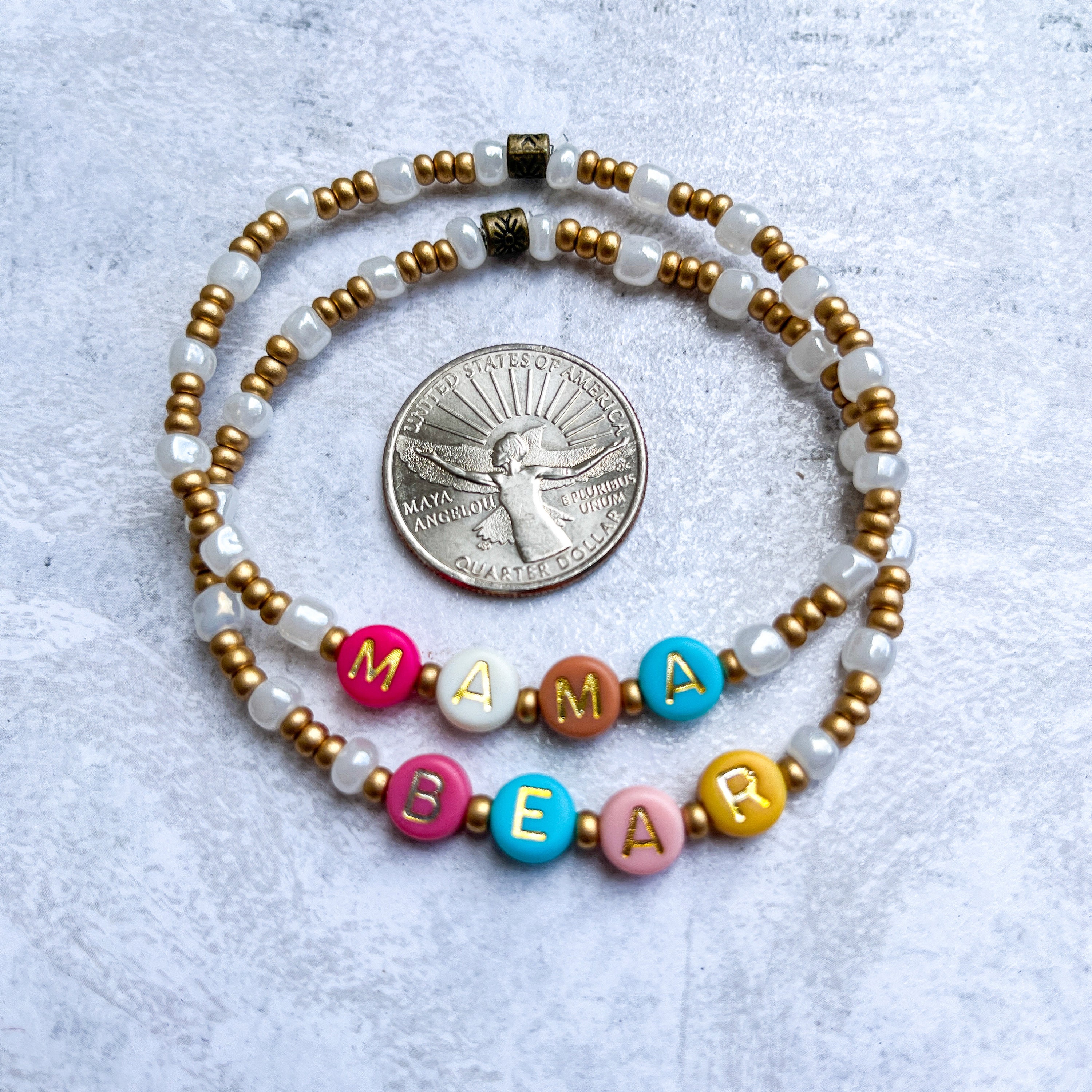 Mama Bear Beaded Word Bracelet Set Etsy Canada
