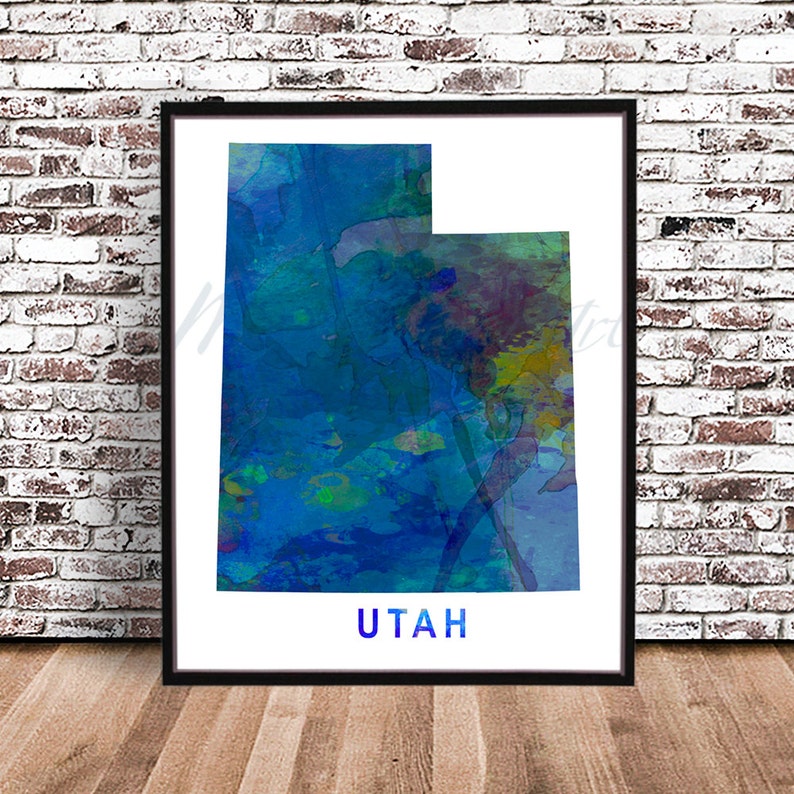 Utah State Map PRINT Watercolor Painting Style UT St Poster Etsy
