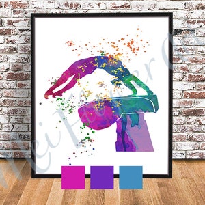 Girl&#39;s Gymnastics PRINT, Woman Gymnastics Poster, Gymnastics Art, Gymnastics Painting, Vault, Women&#39;s Gymnastics, Kid sports decor