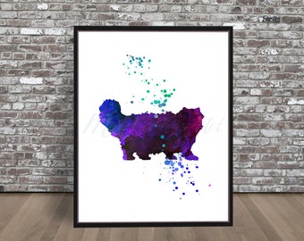 Persian cat watercolor Persian painting Watercolour Print Illustration long hair Poster Art
