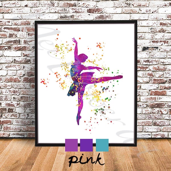 Girl's BALLET PRINT, Woman Ballerina Poster, Ballet Art, Ballerina Painting, Coach Gift, Women's Dance, Kid Dance decor, Ballet Drawing Pink