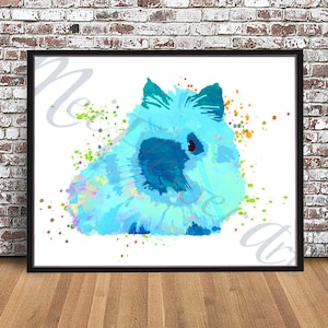 Lion Head Rabbit watercolor style PRINT, Art Bunny painting, Water color, silhouette, hare poster, watercolour wall art, rabbit breed