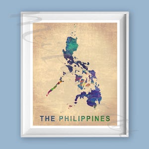 Vintage Philippines Map PRINT SET, Watercolor Painting, Filipino Maps ...