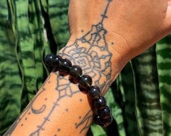 Indonesian Tektite bracelet - Agni Manitite - aka Pearl of the Divine Fire - rare tektite - Meteorite