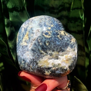 Dendritic Opal heart crystal for attracting love, luck, and magic - healing crystal - Opal Crystal
