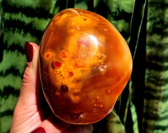 LG Carnelian crystal palm stone - for Creative Energy & Passion- Sacral Chakra crystal - Carnelian crystal