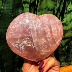 Rose Quartz Heart w/ rainbows - for drawing in love of ALL kinds - Healing Crystal - self love crystal - crystal heart