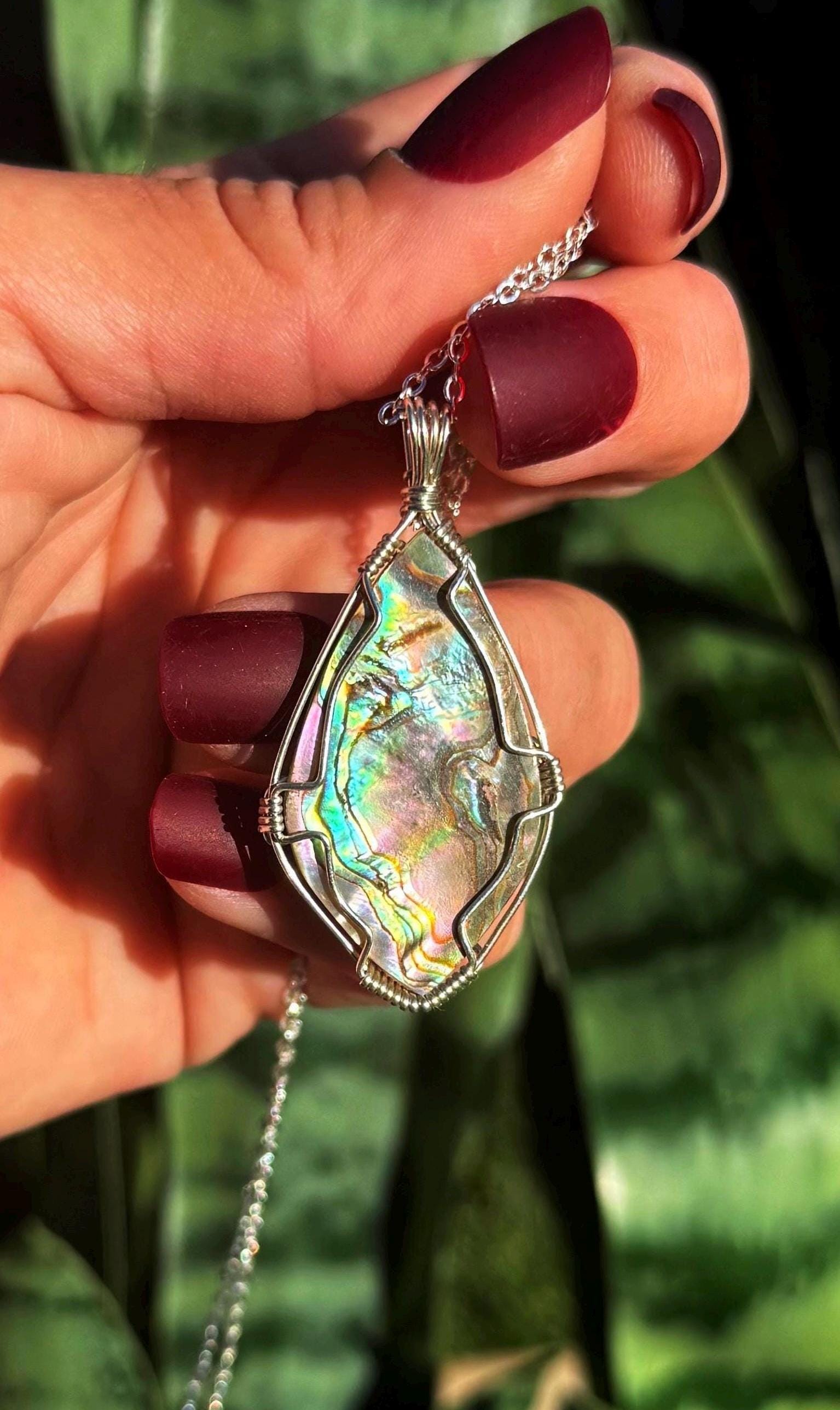 925 Sterling Silver Ocean Wave Pendant with Abalone Pau'a Shell Inlay
