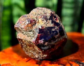 Red Garnet crystal - 1/2 polished, 1/2 natural - large crystal for vitality and manifestation