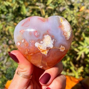Flower Agate Heart for self growth, transformation and love - crystal heart