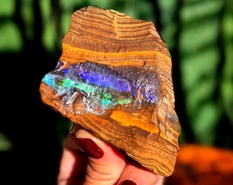 Ópalo Boulder australiano con arcoíris - espécimen de ópalo natural - cristal raro