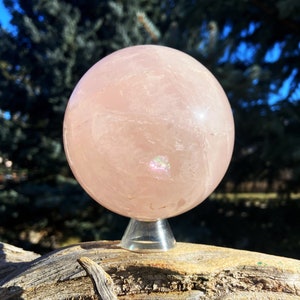 Rose Quartz Sphere (3.75”) w/ stand - heart chakra crystal