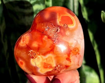 Karneol Herz - für kreative Energie, Motivation und Leidenschaft - Sakral-Chakra Kristall - Karneol Kristall - Kristallherz