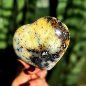 Dendritic Opal heart crystal for attracting love, luck, and magic - gemstone heart - crystal heart